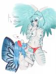 anthro blue_hair bodily_fluids breasts clothing clothing_aside cum cum_string duo feathered_wings feathers fellatio female fur genital_fluids genitals gynomorph gynomorph/female hair heart_symbol insect_wings intersex intersex/female lepidopteran_wings nipples oral panties panties_aside penile penis ponytail sex striped_body striped_fur stripes underwear underwear_aside wings yoshi2332 lunati_(character) tacoma_(character) felid mammal mouse murid murine pantherine rodent tiger digital_media_(artwork) hi_res shaded