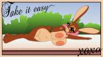 anthro big_breasts breasts card_template female huge_breasts lying mascot nipples nude pose postcard seductive solo text vector fibs cadbury cadbury_bunny lagomorph leporid mammal rabbit 16:9 2017 hi_res pinup widescreen