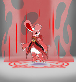 ambiguous_gender anthro armwear bridal_gauntlets cloak clothing featureless_crotch heart_symbol legwear magic solo stockings summoning_circle torn_clothing torn_legwear torn_stockings unik chikn_nuggit iscream_(chikn_nuggit) lagomorph leporid mammal rabbit 2026 digital_media_(artwork) hi_res nonbinary_(lore)