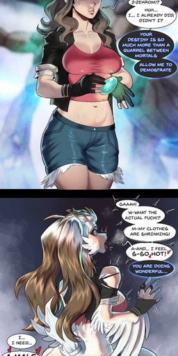 anthro blue_eyes bottomwear breasts brown_hair butt claws clothing crop_top daisy_dukes denim denim_bottomwear denim_clothing denim_shorts female fingerless_gloves fur fur_growth genitals gloves growth hair handwear holding_object hotpants human_to_anthro impregnation_request jacket kneeling lips midriff pokemorph profanity reddened_pussy rock shirt shorts solo species_transformation text toe_claws tongue tongue_out topwear torn_clothing transformation transformation_sequence vulva wearing_hat white_body white_fur lordburqan mythology nintendo pokemon hilda_(pokemon) dragon furred_dragon furred_scalie generation_5_pokemon human legendary_pokemon mammal mythological_creature mythological_scalie pokemon_(species) reshiram scalie absurd_res comic english_text hi_res long_image tall_image
