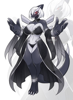 4_toes 5_fingers anthro big_breasts black_clothing black_panties black_underwear blush breasts claws clothing eyelashes feet female fingers grey_body grey_claws hair leg_bracelet long_eyelashes looking_at_viewer panties pose pupils red_eyelashes red_eyes short_hair small_waist smile snout solo standing tail thick_thighs toes underwear white_hair white_pupils hestid nintendo pokemon generation_2_pokemon legendary_pokemon lugia pokemon_(species) 2026 absurd_res colored digital_drawing_(artwork) digital_media_(artwork) full-length_portrait hi_res portrait shaded