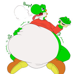 4_fingers ambiguous_anthro ambiguous_gender ambiguous_pred anthro anthro_pred bedroom_eyes belly belly_squeeze big_belly big_nose biped bloated blue_eyes blush blush_lines bodily_noises bottomless bottomless_ambiguous bottomless_anthro burp_cloud burping cheek_blush clothed clothing cloud_emanata countershade_body countershade_torso countershading cute_fangs emanata emphatic_sound_effects fangs featureless_crotch fingers footwear fully_inside glistening glistening_eyes green_arms green_body green_face green_hands green_shell green_text half-closed_eyes hand_on_belly hand_on_own_belly hanging_tongue head_ridge holding_object holding_shell huge_belly koopa_shell long_sleeves looking_at_viewer monotone_arms monotone_background monotone_belly monotone_hands motion_lines narrowed_eyes onomatopoeia open_mouth open_smile oral_vore orange_clothing orange_footwear orange_shoes red_blush red_clothing red_shirt red_tongue red_topwear round_nose rumbling_stomach same_size_vore seductive semi-anthro shell shirt shoes simple_background smile smiling_at_viewer soft_vore solo sound_effects teeth text tongue tongue_out topwear turtle_shell two_tone_face unseen_prey vore white_background white_belly white_body white_countershading white_face wrinkles_in_clothes sabamiso_(sabamasasix) mario_bros nintendo dinosaur green_yoshi prehistoric_species reptile scalie yoshi 2022 digital_drawing_(artwork) digital_media_(artwork) english_description flat_colors hi_res japanese_description