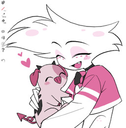 art_program_in_frame choker clothed clothing cute_fangs duo fangs feral heart_symbol horn jewelry male necklace simple_background spade_tail tail teeth white_background enaic31 hazbin_hotel hellaverse angel_dust fat_nuggets_(hazbin_hotel) arachnid arthropod demon domestic_pig humanoid mammal spider suid suine sus_(pig) hi_res