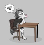 anthro chair furniture male on_chair pondering sitting sitting_on_chair solo table thinking thinking_about_penis thoughtful_expression irradiatedpiratebooty glue_(irradiatedpiratebooty) equid equine horse mammal hi_res