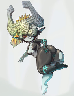 anus big_butt black_hair blonde_hair blush bodily_fluids breasts butt feet female floating genitals hair hand_on_butt headgear headgear_only humanoid_feet humanoid_hands long_ears looking_at_viewer looking_back markings multicolored_body nude plantigrade red_eyes short_stack simple_background solo spread_butt spreading sweat teeth vulva wide_hips yellow_sclera onicristice nintendo the_legend_of_zelda twilight_princess midna humanoid imp twili digital_media_(artwork) hi_res