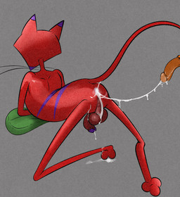 after_orgasm anthro anus backsack balls bodily_fluids cum cum_drip cum_in_ass cum_inside cum_on_penis cum_string dripping duo genital_fluids genitals half-erect humanoid_genitalia humanoid_penis male penis perineum illegaleel cartoon_network courage_the_cowardly_dog katz_(courage_the_cowardly_dog) the_cajun_fox felid mammal hi_res