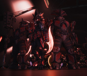 2_toes 3_fingers 3_toes anthro digitigrade energy_blade energy_weapon feather_hair feathered_crest feathers feet fingers full_armor gravity_hammer group gun head_crest holding_gun holding_melee_weapon holding_object holding_ranged_weapon holding_weapon light low-angle_view male melee_weapon needler plantigrade pseudo_hair ranged_weapon red_body red_feathers toes trio_focus weapon synca pickle_juice_(modeler) halo_(series) microsoft xbox_game_studios alien ibie'shan jiralhanae kig-yar scalie t'vaoan unggoy 3d_(artwork) colored digital_media_(artwork) hi_res lighting