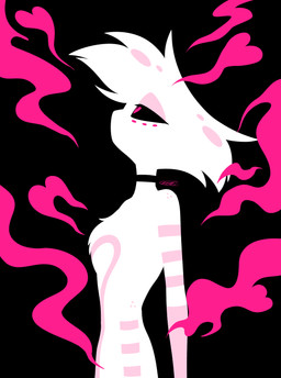 4_arms black_background chest_tuft choker eyelashes freckled_shoulders freckles jewelry long_eyelashes male multi_arm multi_limb necklace pink_smoke simple_background smoke solo tuft enaic31 hazbin_hotel hellaverse angel_dust arachnid arthropod demon humanoid spider absurd_res hi_res lineless