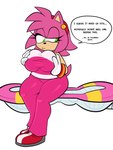 anthro big_breasts breast_squeeze breasts extreme_gear female solo squeezing monamania sega sonic_riders sonic_the_hedgehog_(series) amy_rose eulipotyphlan hedgehog mammal absurd_res hi_res