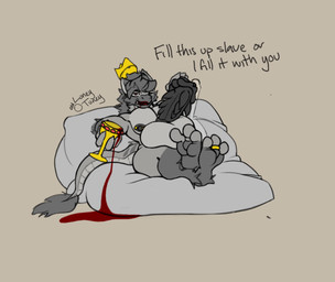 3_toes animal_genitalia animal_penis anthro balls big_balls big_penis blood blood_in_mouth bodily_fluids commanding_viewer container cup digit_ring drinking drinking_blood equine_genitalia equine_penis feet foot_fetish foot_focus fur genital_fluids genitals goblet gold_(metal) gold_jewelry huge_balls huge_penis hyper hyper_balls hyper_genitalia hyper_penis jewelry leaking_precum lying male nipple_piercing nipples on_back penile_spines penis piercing precum ring solo toe_ring toes luneytuney mythology lune_(luneytuney) dragon furred_dragon furred_scalie mythological_creature mythological_scalie scalie hi_res