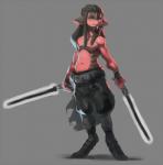 ambiguous_gender anthro belt biped black_lightsaber bottomwear cape clothed clothing dreadlocks dual_wielding grey_background holding_object holding_weapon lightsaber melee_weapon pants simple_background sith solo standing tattoo topless weapon stealthnachos star_wars unknown_species 2016