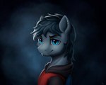anthro beard black_hair blue_eyes bust_portrait clothed clothing ear_piercing equid eyebrows facial_hair fan_character hair hasbro hi_res l1nkoln male mammal my_little_pony piercing portrait simple_background smile solo