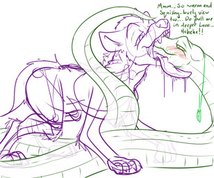 abdominal_bulge big_tail blush bodily_fluids coiling drooling duo endosoma fangs feral feral_on_feral feral_pred feral_prey half-closed_eyes head_in_mouth imminent_vore male male/male male_pred mouth_shot muffled narrowed_eyes open_mouth paws predator/prey prey_outline safe_vore saliva same_size_vore seductive soft_vore squirming sultry_gaze tail teeth tight_belly tongue tongue_out vore willing_prey conditional_dnp samagthrav2 luco_(akudrache) solaris_(samagthrav2) hyena mammal python reptile scalie snake hi_res