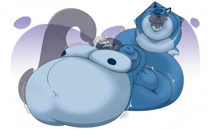 anthro blob_body inflation male morbidly_obese obese overweight overweight_anthro overweight_male slime slime_in_mouth slime_inflation solo text randomheck randomrusso kygen_(kygen) kangaroo macropod mammal marsupial english_text hi_res