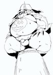 anthro balls belly bodily_fluids bound drooling flaccid foreskin genital_fluids genitals humanoid_genitalia humanoid_penis kemono male moobs overweight overweight_male penis precum rope saliva small_penis solo sigenoya takotyutyu bandai_namco digimon digimon_(species) gabumon 2022 absurd_res hi_res monochrome sketch