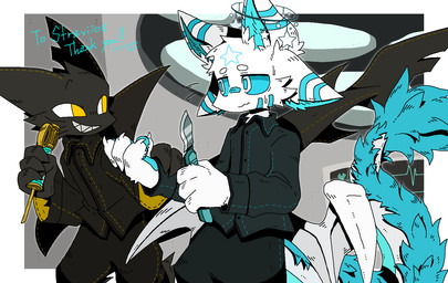 4_fingers accessory anthro black_body blue_body blue_fur bottomwear cardiac_monitor claws clothing crime detailed_background duo finger_claws fingers fur grin hospital inner_ear_fluff looking_at_another male medical_instrument pants pawpads paws scalpel scientific_instrument smile surgical_instrument syringe tuft white_body white_fur wings worried worried_look yellow_eyes kurosamehaiki mythology hoshi_(straviios) aquatic dragon fish mythological_creature mythological_scalie scalie shark 2024 half-length_portrait portrait