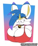 anthro big_breasts breasts clothed clothing female huge_breasts mature_anthro mature_female frostedsussy nintendo pokemon cindey_cinderace cinderace generation_8_pokemon lagomorph leporid mammal pokemon_(species) rabbit bust_portrait hi_res portrait