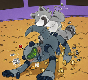 alcohol anal antennae_(anatomy) balls beverage blush bodily_fluids cocktail cocktail_glass coin container cum cum_in_ass cum_inside cup drinking_glass duo ejaculation food from_behind_position fruit genital_fluids genitals glass glass_container glass_cup hands-free machine male male/male martini navel olive_(fruit) orgasm penis perching_position plant sex text tongue whiskers argon_vile cookie_haus jackbox_games raccoin the_jackbox_party_pack owner_(raccoin) r.o.b.o.t.t.e.r._(cookie_haus) mammal mustelid otter procyonid raccoon robot english_text hi_res