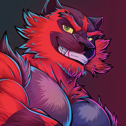 anthro male male_anthro muscular neon smile solo toothy_grin temere_artifex nintendo pokemon felid feline generation_7_pokemon incineroar mammal pokemon_(species) 1:1 hi_res