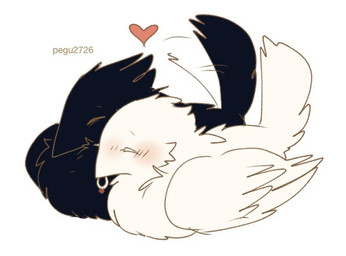 black_body black_feathers blush digit_ring duo feathers feral jewelry male red_eyes ring romantic romantic_couple wedding_ring white_body white_eyes white_feathers pegu2726 abby_(pegu2726) azure_(pegu2726) avian bird corvid corvus_(genus) crow oscine passerine 2024
