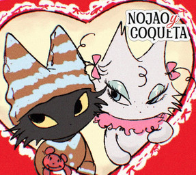 black_body black_eyes black_fur blue_eyes blue_eyeshadow cheek_tuft clothing duo eyelashes eyeshadow facial_tuft female feral fur hat headgear headwear heart_symbol makeup male monotone_body monotone_fur mouthless pajamas pattern_clothing pattern_hat pattern_headgear pattern_headwear pink_ribbon plushie striped_clothing striped_hat striped_headgear striped_headwear stripes text tuft white_body white_fur dr._moricky domestic_cat felid feline felis mammal character_name