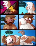 absurd_res age_difference angel_(lechugansfw) anthro anthro_on_anthro anthro_penetrated anthro_penetrating anthro_penetrating_anthro bedroom blush bodily_fluids bovid breasts canid canine canis caprine comic condom cum cum_in_pussy cum_inside daniel_(lechugansfw) dizzy domestic_dog explosion female female_penetrated filled_condom from_front_position genital_fluids genitals green_eyes hi_res humanoid lechugansfw lying male male/female male_penetrating male_penetrating_female mammal missionary_position older_female on_back penetration pink_blush purple_eyes pussy sex sexual_barrier_device sheep sleeping spanish_text speech_bubble spread_legs spreading table_lotus_position tail_wiggle text translated vaginal vaginal_penetration volcano younger_male