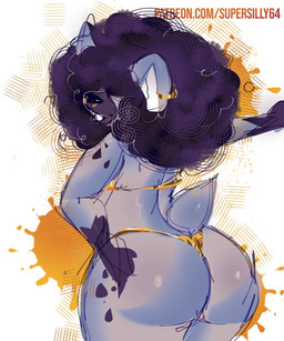 afro anthro big_butt bikini black_hair black_nose butt clothing ear_piercing ear_ring facial_piercing female gold_bikini hair hair_over_eyes looking_at_viewer looking_back nose_piercing piercing rear_view ring_piercing smile solo swimwear text thick_thighs two-piece_swimsuit wide_hips supersilly64 hyena mammal 2026 artist_name guide_lines hi_res sketch url