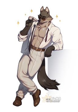 anthro belt biped bottomwear clothed clothing eyewear footwear fur male muscular muscular_male open_clothing open_shirt open_topwear pants pecs shirt shoes simple_background solo sunglasses tail topwear white_background plna dreamworks the_bad_guys mr._wolf_(the_bad_guys) canid canine canis mammal wolf hi_res
