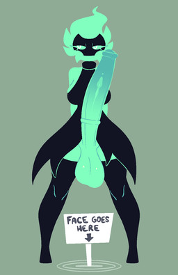 animal_genitalia animal_genitalia_on_humanoid animal_penis balls big_balls big_penis breasts clothed clothed_gynomorph clothed_humanoid clothed_intersex clothing equine_genitalia equine_penis floating_head front_view genitals green_body green_skin gynomorph huge_penis intersex legwear long_penis mask medial_ring not_furry penis sign solo standing thigh_highs conditional_dnp welwraith inka_(welwraith) ghost humanoid spirit hi_res