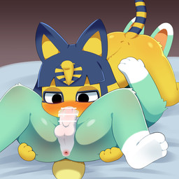 3_toes 4_fingers 69_position anthro anthro_on_anthro anus balls bangs barefoot black_eyes blue_ears blue_hair blush blush_lines bob_cut bodily_fluids butt cum cum_in_mouth cum_inside dipstick_ears duo ear_markings feet fellatio female fingers fur genital_fluids genitals green_body green_ears green_fur hair hand_on_butt male male/female markings multicolored_ears nude on_bottom on_top oral oral_penetration paws penetration penile penile_penetration penis penis_in_mouth perineum pink_anus sex spread_anus spread_butt spreading striped_markings striped_tail stripes tail tail_markings toes uraeus white_body white_ears white_fur yellow_body yellow_fur yellow_inner_ear yellow_tail sum animal_crossing nintendo ankha_(animal_crossing) sasha_(animal_crossing) domestic_cat felid feline felis lagomorph leporid mammal rabbit 1:1 2023 censored hi_res