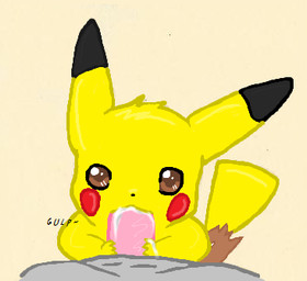 ambiguous_gender bodily_fluids brown_eyes cum cum_in_mouth cum_inside duo erection faceless_character faceless_male fellatio first_person_view fur genital_fluids genitals interspecies looking_at_viewer male oral oral_penetration penetration penile penis sex simple_background tail text yellow_body yellow_fur backsash nintendo pokemon generation_1_pokemon mammal pikachu pokemon_(species) rodent english_text low_res