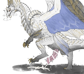animal_genitalia animal_penis blue_wings bodily_fluids breath claws cloaca cloacal_penis cum cum_on_ground cum_splash cum_spurt cumshot ear_frill ejaculation erection feral frill_(anatomy) genital_fluids genital_slit genitals grey_body grey_scales hands-free horn looking_back lying male membrane_(anatomy) panting penis pink_penis raised_leg red_eyes scales shadow simple_background solo spontaneous_ejaculation standing sweat tail tailbutt tremble_spikes vein veiny_penis white_body white_scales wings yellow_horn krypton_(artist) capcom monster_hunter elder_dragon primordial_malzeno 2024 censored colored digital_media_(artwork) hi_res shaded