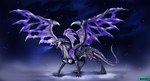 4_legs 4_wings ambiguous_gender claws detailed_background feral holes_on_wings horn long_tail multi_wing night open_mouth purple_body purple_scales scales snow solo spikes standing star tail tongue torn_wing wings noki001 dark_souls fromsoftware mythology darkeater_midir dragon mythological_creature mythological_scalie scalie absurd_res hi_res