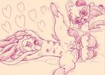 balls duo female feral genitals heart_eyes heart_symbol male male/female multi_nipple nipples penis pussy fullfolka nintendo pokemon eeveelution generation_6_pokemon pancham pokemon_(species) sylveon hi_res monochrome