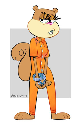 3_toes alternate_costume angry anthro barefoot bound chain chained clothed clothing cuff_(restraint) feet female frustrated fully_clothed handcuffed handcuffs inmates_clothing metal_cuffs orange_jumpsuit plantigrade prison_uniform restrained restraints shackles solo toes pancaketiffy nickelodeon spongebob_squarepants sandy_cheeks eastern_grey_squirrel grey_squirrel mammal rodent sciurid tree_squirrel hi_res
