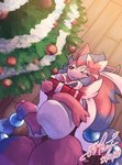 2020 ambiguous_gender bow_(feature) bow_ribbon box christmas christmas_tree container eeveelution eyes_closed feral flan_(flantweetssome) fur fusion generation_5_pokemon generation_6_pokemon gift gift_bow gift_box gingy_k_fox holding_gift holding_object holidays hybrid lying nintendo on_back pink_body pink_fur plant pokemon pokemon_(species) pokemon_fusion signature sleeping solo sylveon tree white_body white_fur zoroark