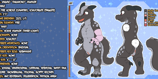 animal_genitalia anthro anus black_body black_claws black_horn black_scales claws genital_slit genitals grey_body grey_scales horn male multicolored_body penis pink_eyes prehensile_penis scales solo text kitsune_youkai last_love mythology unghio_humilde dragon kobold mythological_creature mythological_scalie scalie english_text hi_res model_sheet