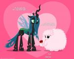 duo female feral flower fur hair holding_flower holding_object holidays horn insect_wings long_hair pink_body pink_fur plant side_view text wings mixermike622 friendship_is_magic hasbro my_little_pony valentine's_day fan_character fluffle_puff queen_chrysalis_(mlp) arthropod changeling earth_pony equid equine horse mammal pony 2015 5:4 english_text url