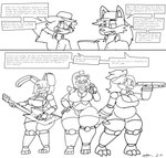 anthro bow_tie electronics female guitar guitar_pick guitarist looking_at_viewer looking_back looking_down machine male microphone musical_instrument overweight overweight_anthro overweight_female plucked_string_instrument skinny_anthro skinny_male string_instrument text dirtymac five_nights_at_freddy's fredina's_nightclub scottgames sega sonic_the_hedgehog_(series) the_murder_of_sonic_the_hedgehog barry_(sonic) bonnie_(fnaf) chica_(fnaf) freddy_(fnaf) miles_prower animatronic avian bear bird canid canine chicken fox galliform gallus_(genus) lagomorph leporid macropod mammal marsupial phasianid quokka rabbit robot absurd_res black_and_white english_text hi_res monochrome sketch sketch_page