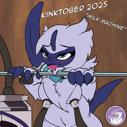 ahegao bar blush bodily_fluids breasts container drooling female handle_bar lactating looking_pleasured machine milk milk_container milk_machine milking_machine nipples saliva tank_(container) tongue tongue_out hyperchibiabsol kinktober kinktober_2025 nintendo pokemon chibi_the_absol absol generation_3_pokemon pokemon_(species) 1:1 2025 hi_res