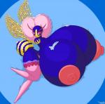 anthro areola big_breasts blue_background blue_body breasts clothing female floating_hands half-closed_eyes heart_symbol huge_breasts hyper hyper_breasts insect_wings legwear narrowed_eyes nipples panties pink_areola pink_nipples purple_eyes round_breasts simple_background solo spherical_breasts stockings underwear wings 9-puzzle kirby_(series) nintendo queen_sectonia hi_res