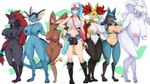 abirdeer absurd_res akeno_(itsnafulol) animal_genitalia animal_penis anthro areola bag big_breasts big_penis black_areola black_body black_fur black_nipples blue_areola blue_body blue_eyes blue_fur blue_hair blue_nipples blue_skin blush bodily_fluids boots boots_only bottomwear bracelet breasts brown_body brown_fur canid canine claws clothing cutoffs delphox denim denim_bottomwear denim_clothing eeveelution equine_genitalia equine_penis female female/female footwear footwear_only fox fur generation_1_pokemon generation_4_pokemon generation_5_pokemon generation_6_pokemon genital_fluids genitals green_eyes group gynomorph gynomorph/female hair hat headgear headwear hi_res hind_legs holding_breast huge_breasts human human_on_anthro intersex intersex/female interspecies inverted_nipples jewelry larger_female larger_gynomorph larger_intersex legendary_pokemon lopunny lucario mammal mostly_nude multicolored_body multicolored_fur nintendo nipples penis pink_areola pink_eyes pink_nipples pokeball pokemon pokemon_(species) pokemon_trainer pokephilia precum pussy red_body red_fur reshiram shirt shorts size_difference smile tail tank_top thick_thighs topwear vaporeon white_body white_eyes white_fur wide_hipped_female wide_hipped_gynomorph wide_hips yellow_body yellow_fur zoroark