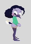 anthro bottomless butt clothed clothing embarrassed female solo young young_anthro threek disney ducktales ducktales_(2017) violet_sabrewing avian bird corvid corvus_(genus) crow oscine passerine absurd_res hi_res