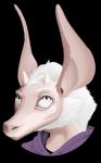 ambiguous_gender big_ears clothing fur hair hoodie horn leucistic looking_up simple_background solo topwear transparent_background white_body white_eyes white_fur white_hair benign_light benny_(benign_light) bat demon mammal megabat 5:8 alpha_channel hi_res portrait signature