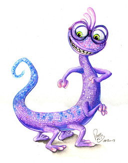 blue_body blue_scales eyewear glasses green_eyes grin hexapod logo male male_taur purple_body purple_scales round_glasses scales side_view simple_background smile solo white_background pandapaco disney monsters_inc pixar randall_boggs taur 2013 artist_logo dated signature