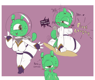1_eye 4_fingers ambiguous_form antennae_(anatomy) antennae_markings armor bald bedroom_eyes bent_arm big_breasts big_butt biped blush blush_stickers bodily_fluids bouncing_breasts breasts breathing_noises butt closed_smile clothed clothed_female clothed_humanoid clothing collarbone cum cum_in_vagina cum_inside curvy_figure dialogue directional_arrow duo female female_humanoid female_penetrated fingers freckles fully_clothed fully_clothed_female fully_clothed_humanoid genital_fluids glistening glistening_armor glistening_breasts glistening_eyes glistening_headgear glistening_helmet green_body green_eyes green_skin green_tail headgear heart_symbol helmet humanoid_penetrated leaning leaning_forward looking_aside looking_at_viewer male male/female male_penetrating male_penetrating_female markings mostly_offscreen_character mostly_offscreen_male motion_lines mouth_closed narrowed_eyes onomatopoeia open_mouth open_smile partially_clothed_female partially_clothed_humanoid penetration penile penile_penetration penis_in_vagina pupils purple_background seductive sex simple_background smile solo_focus sound_effects spacesuit speech_bubble standing tail tail_markings tan_body text thick_thighs tongue tongue_out vaginal vaginal_penetration voluptuous_female voluptuous_humanoid white_background white_sclera wide_hips vono alien alien_humanoid ambiguous_species cyclops humanoid tailed_humanoid 2025 digital_media_(artwork) english_text flat_colors hi_res multiple_images