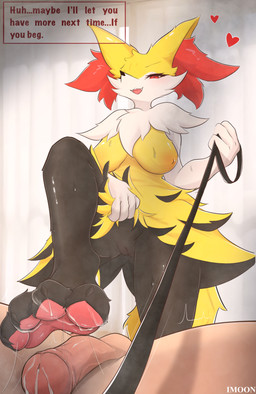 anthro bodily_fluids feet female foot_fetish foot_play footjob leash male male/female paws sex smelly solo sweat imoon yimoon640 nintendo pokemon braixen canid canine fox generation_6_pokemon mammal pokemon_(species) absurd_res hi_res