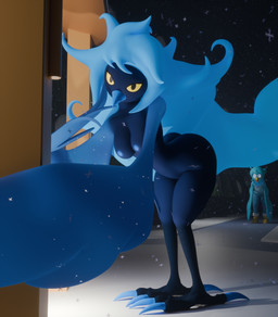 anthro areola avian_feet beak bent_over bioluminescence black_body black_feathers blue_areola blue_body blue_feathers blue_hair breasts butt clothed clothing duo eyelashes feathered_wings feathers feet female glowing hair long_hair looking_at_another looking_at_viewer neck_tuft night nipples nude open_mouth outside plant shocked snow snowing talons toes topwear tree tuft wings yellow_eyes yellow_sclera neglect_illusion voidwillow_(modeler) undertale undertale_(series) undertale_yellow martlet_(undertale_yellow) martlet_(zenith_form) avian bird monster 3d_(artwork) blender_(artwork) blender_cycles_(artwork) digital_media_(artwork) hi_res
