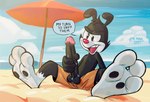 2024 3_toes animaniacs anthro artist_name balls beach beach_umbrella big_penis black_balls black_body black_eyes black_fur black_penis bodily_fluids clothed clothing cloud countershade_face countershading day dialogue english_text erection feet foot_focus fur genital_fluids genitals glans head_tuft hi_res holding_own_penis huge_penis humanoid_genitalia humanoid_penis inkblot long_ears looking_at_viewer male mammal masturbation mrpunkmorph multicolored_body multicolored_fur narrowed_eyes on_ground on_sand open_mouth open_smile outside outside_masturbation parasol penile penile_masturbation penis penis_grab pink_glans pink_nose pink_tongue poking_out precum red_nose sand seaside signature sitting sitting_on_ground sky small_but_hung smile soles solo speech_bubble sweat sweaty_balls sweaty_genitalia sweaty_penis swimming_trunks swimwear talking_to_viewer teeth text toes tongue topless tuft two_tone_body two_tone_fur warner_brothers water white_body white_countershading white_fur yakko_warner