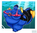 absurd_res acanthurid anthro belly big_belly big_breasts bikini breasts clothing disney dory_(finding_nemo) drokmars eating female finding_nemo fish hi_res holding_object huge_belly huge_breasts hyper hyper_belly hyper_breasts marine overweight overweight_female pixar regal_tang slightly_chubby slightly_chubby_female solo swimwear thick_thighs tight_clothing two-piece_swimsuit weight_gain